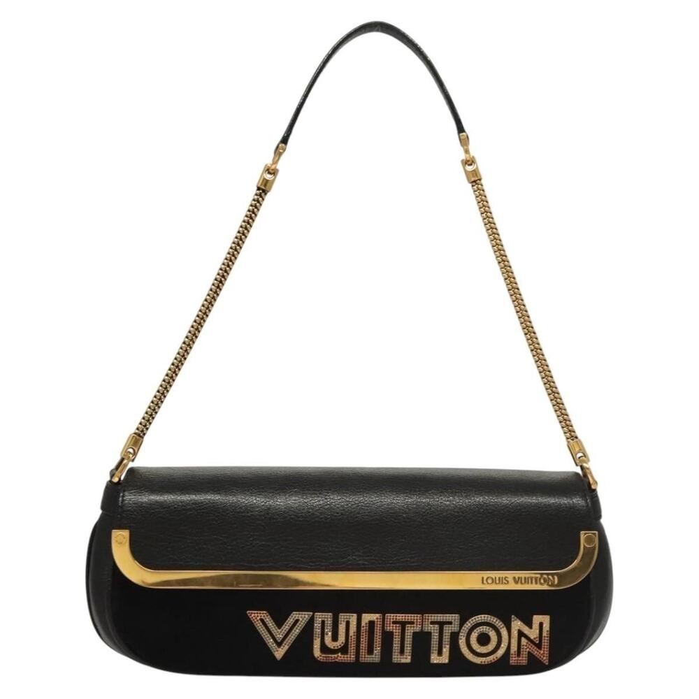 Louis Vuitton Suede Leather Avant Garde Shoulder Bag Black